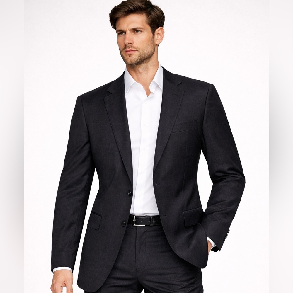 Ermenegildo Zegna Neiman Marcus Black Wool Blazer 2 Button Sport Coat Mens 50R